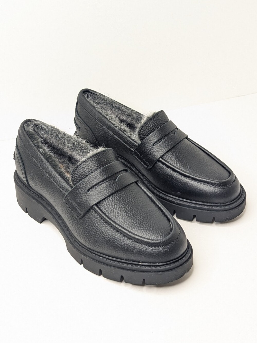 Blondo Kimora Platform Loafers Black Leather Women's 6.5